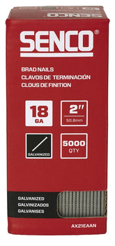 Senco AX21EAAN Nail, 2 in L, 18, Steel, Electro-Galvanized, Brad, Medium Head, Smooth Shank